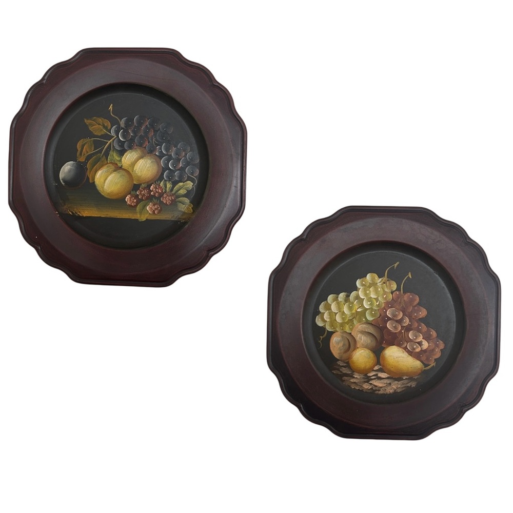 Sabre Québec Fruit Still Life Wall Plaques‎ Pair Vintage Plaque